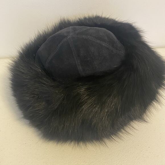 RARE VTG Mid Century Ladies Black Suede Mink/Fur Hat French Luxembourg Luxury main image 4